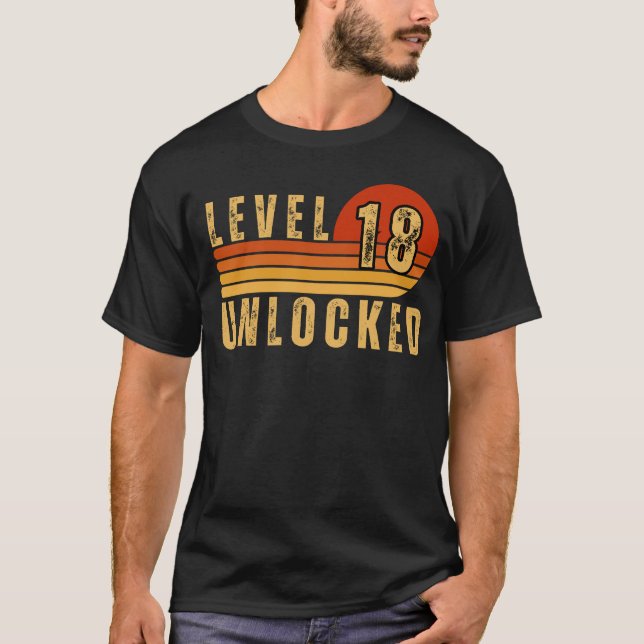 Level 18 Unlocked  18th Video Gamer Birthday boy T-Shirt (Front)