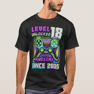 Level 18 Unlocked Awesome 2005 Video Game 18th Bir T-Shirt