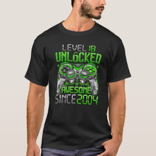 Level 18 Unlocked Awesome Since 2004 18th Birthday T-Shirt