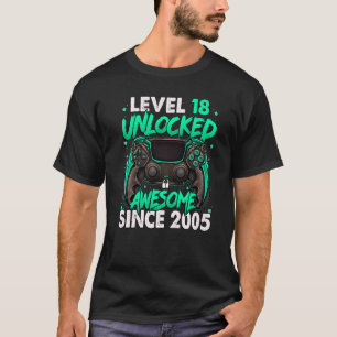 Level 18 Unlocked Awesome Since 2005 18th Birthday T-Shirt