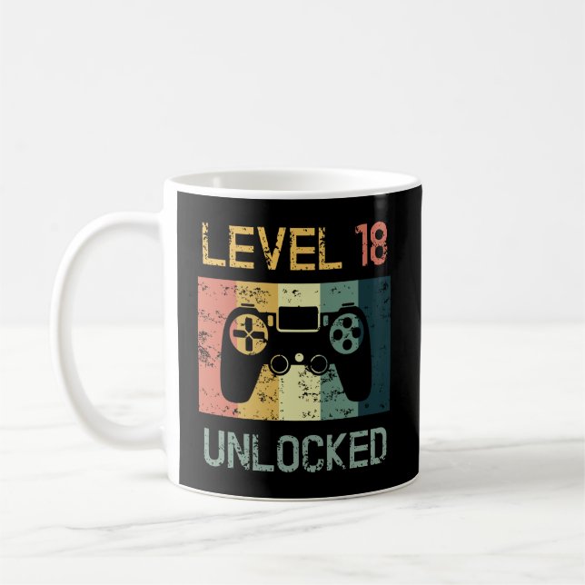 Level 18 Unlocked Eighteenth Bday Design Coffee Mug (Left)