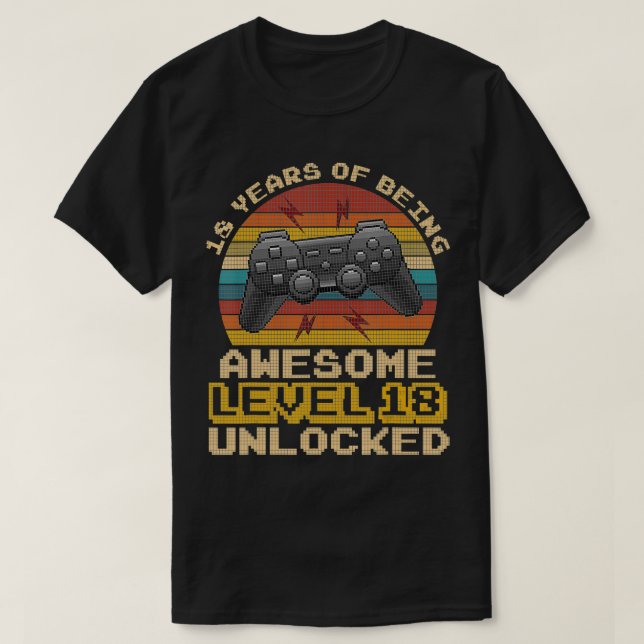 Level 18 Unlocked Funny Video Gamer 18th Birthday  T-Shirt (Design Front)