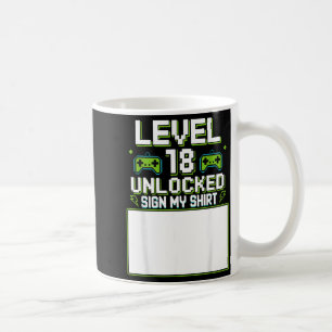 Level 18 unlocked sign my 18th birthday gamer boy coffee mug