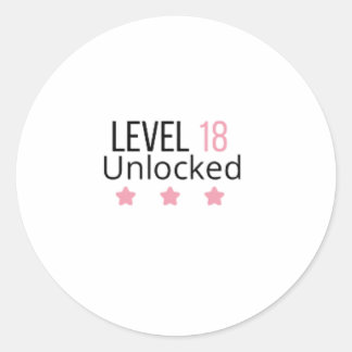 Level 18 Unlocked Sticker For 18th Birthday 