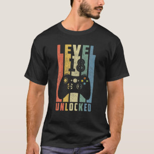 Level 18 Unlocked T 18Th Video Gamer Birthday Boy T-Shirt