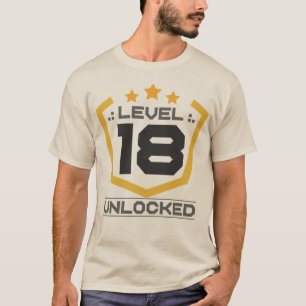 Level 18 Unlocked T-Shirt Gaming 18th Birthday Tee