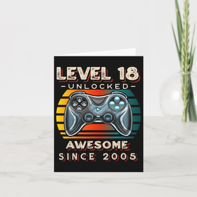 Level 18 Unlocked Video Game 18th Birthday 18 Yr O Card (Front)