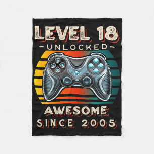 Level 18 Unlocked Video Game 18th Birthday 18 Yr O Fleece Blanket