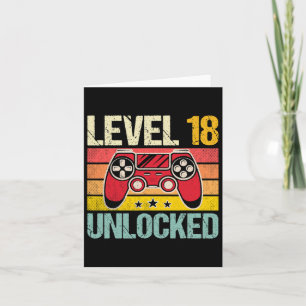 Level 18 Unlocked Vintage Video Gamer 18th Birthda Card