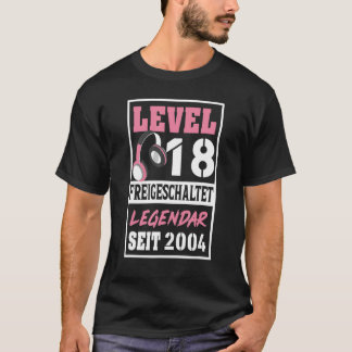 Level 18 Years Gamer Girl Since 2004 Birthday Vide T-Shirt