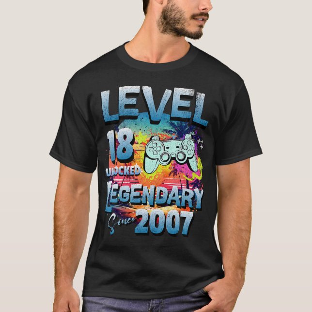 Level 18 Years Old Unlocked Since 2007 Legendary T-Shirt (Front)