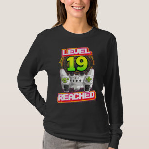 Level 19 Reached Gamer 19th Birthday Video Gaming T-Shirt