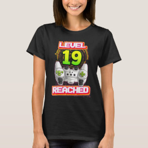 Level 19 Reached Gamer 19th Birthday Video Gaming T-Shirt