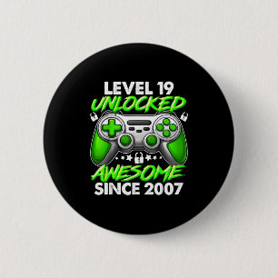 Level 19 Unlocked 19 Year Old Boys 19th Birthday B 6 Cm Round Badge