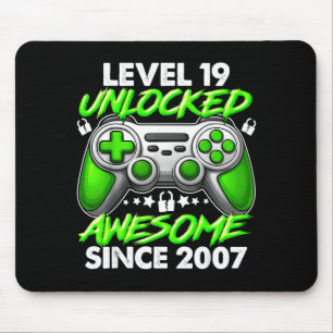 Level 19 Unlocked 19 Year Old Boys 19th Birthday B Mouse Mat