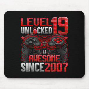 Level 19 Unlocked 19 Year Old Boys 19th Birthday B Mouse Mat