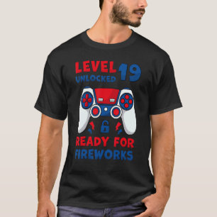Level 19 Unlocked 19th Birthday Game 4th Of July B T-Shirt