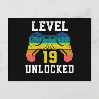 Level 19 Unlocked, 19th Gamer Birthday Distressed Postcard