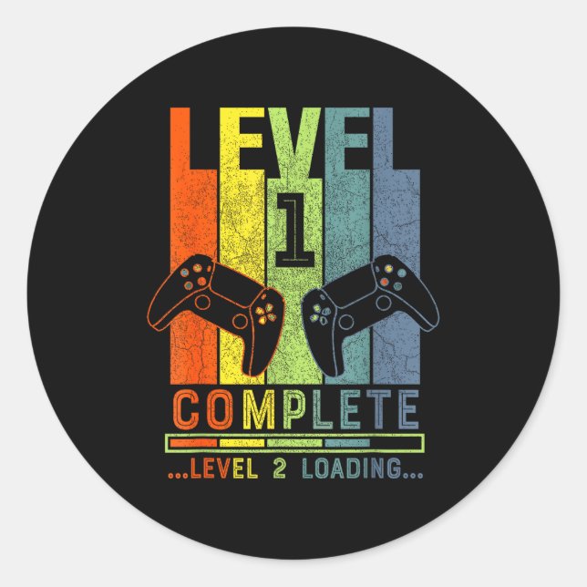 Level 1 Complete Gamer Gift 1 Years Wedding Annive Classic Round Sticker (Front)