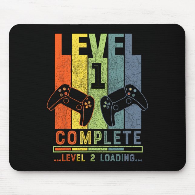 Level 1 Complete Gamer Gift 1 Years Wedding Annive Mouse Mat (Front)