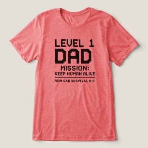 Level 1 Dad Mission Keep Human Alive Funny Gamer Tri-Blend Shirt