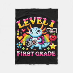 Level 1 First Grade Gamer Axolotl Video Game Ck To Fleece Blanket