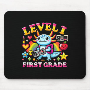 Level 1 First Grade Gamer Axolotl Video Game Ck To Mouse Mat