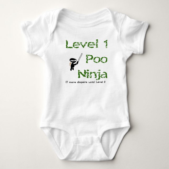 Level 1 Poo Ninja Baby Bodysuit (Front)