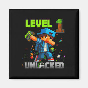 Level 1 Unlocked Funy Birthday Boy Pixel Gamer 1st Magnet