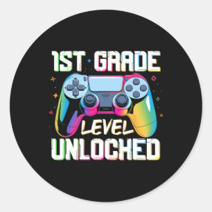 Level 1st Grade Unlocked Back To School First Day Classic Round Sticker