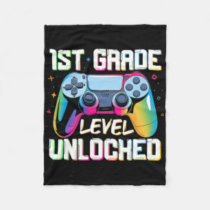 Level 1st Grade Unlocked Back To School First Day Fleece Blanket