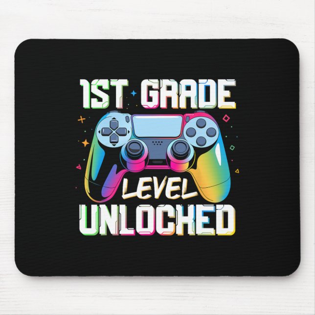 Level 1st Grade Unlocked Back To School First Day  Mouse Mat (Front)