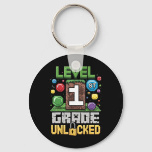 Level 1st Grade Unlocked Video Game First Day Back Key Ring