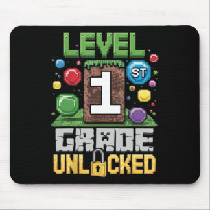 Level 1st Grade Unlocked Video Game First Day Back Mouse Mat
