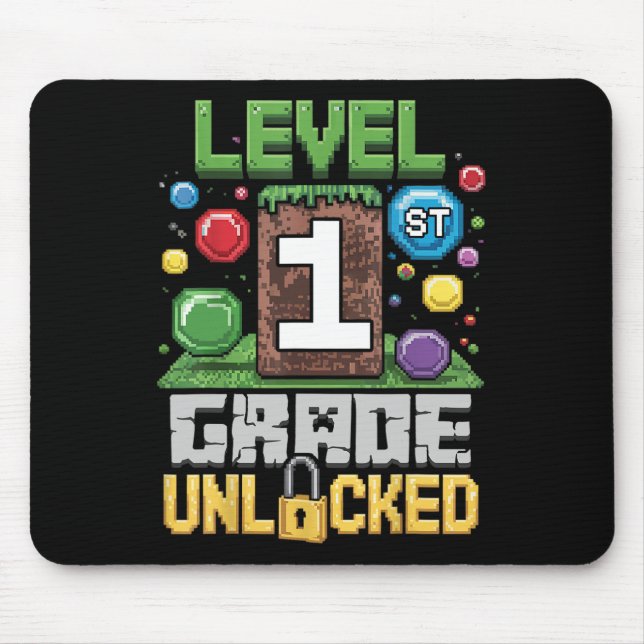 Level 1st Grade Unlocked Video Game First Day Back Mouse Mat (Front)
