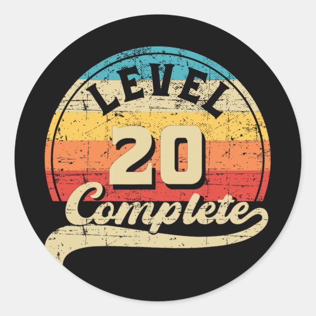 Level 20 Complete Gamer Tee 20th Wedding Anniversa Classic Round Sticker (Front)