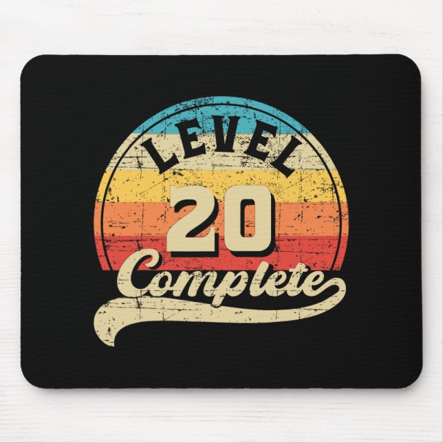 Level 20 Complete Gamer Tee 20th Wedding Anniversa Mouse Mat (Front)