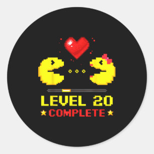 Level 20 Complete Gamers 20th Wedding Anniversary  Classic Round Sticker