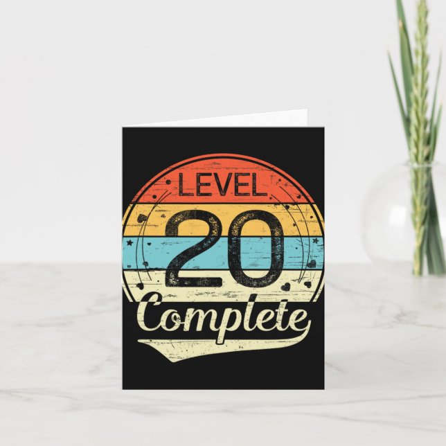 Level 20 Complete Retro 20th Wedding Anniversary T Card (Front)