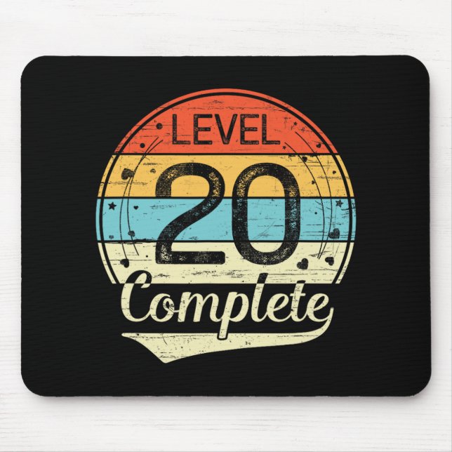 Level 20 Complete Retro 20th Wedding Anniversary T Mouse Mat (Front)