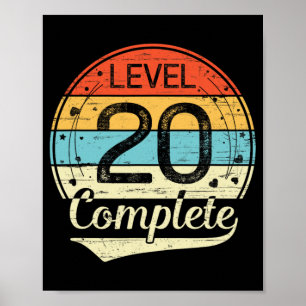Level 20 Complete Retro 20th Wedding Anniversary T Poster