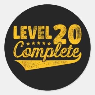 Level 20 Complete Vintage 20th Wedding Anniversary Classic Round Sticker