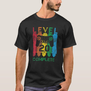 Level 20 Complete Vintage Gamer 20th Birthday T-Shirt