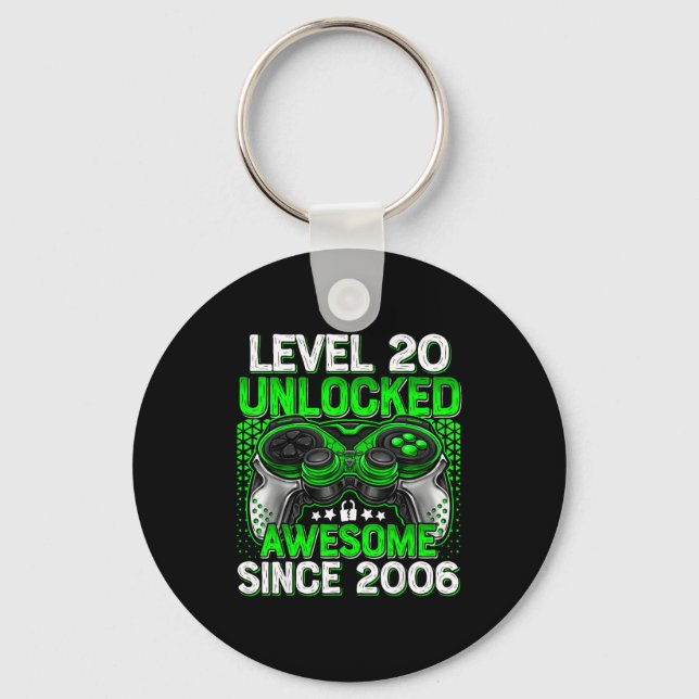 Level 20 Unlocked 20 Year Old Boys 20th Birthday B Key Ring (Front)