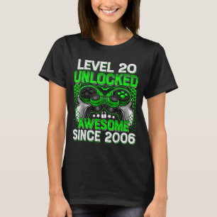 Level 20 Unlocked 20 Year Old Boys 20th Birthday B T-Shirt