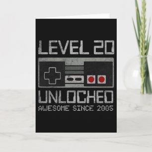 Level 20 Unlocked 20th Birthday 20 Year Old Video  Card