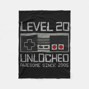 Level 20 Unlocked 20th Birthday 20 Year Old Video Fleece Blanket