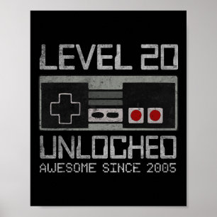 Level 20 Unlocked 20th Birthday 20 Year Old Video  Poster