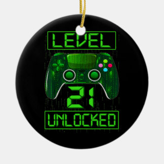 Level 20 Unlocked 20th Video Gamer Birthday Boy Ceramic Tree Decoration