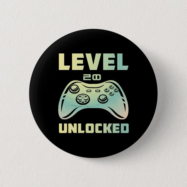 level 20 unlocked 6 cm round badge (Front)